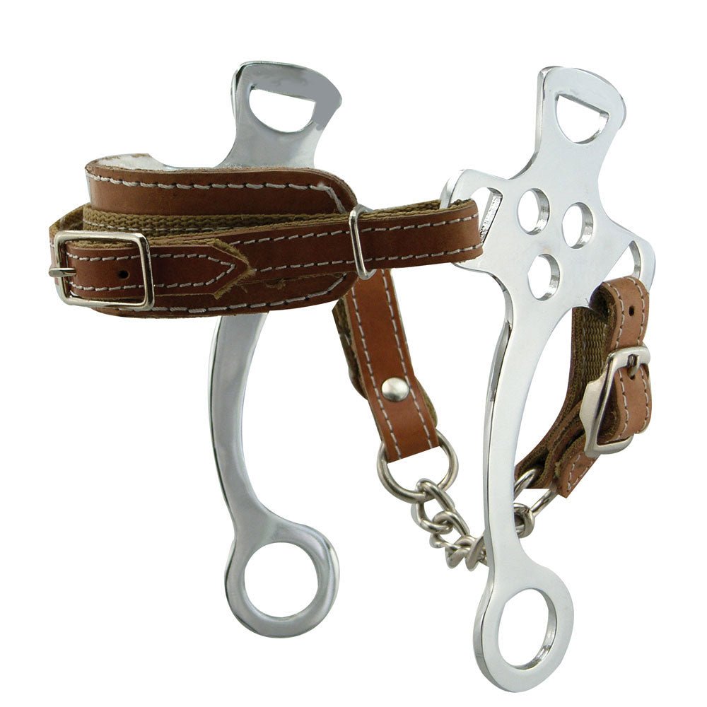 Hackamore "English" Flat Cheek Chrome Plate Bit - Equiluxe Tack - Equiluxe Tack