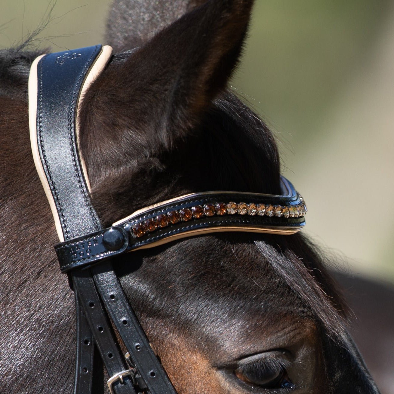 Halter Ego Alexandria - Black Patent Leather Snaffle Bridle with Cream Padding & Rose Gold Piping - Halter Ego® - Equiluxe Tack