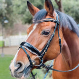 Halter Ego Black Leather Patent Croc H.M. Safari Snaffle Bridle with Removable Flash - Halter Ego® - Equiluxe Tack