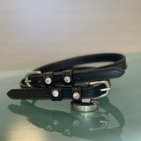 Halter Ego Black Leather Spur Straps with Clear Crystals & Silver Horseshoe Buckles - Halter Ego® - Equiluxe Tack