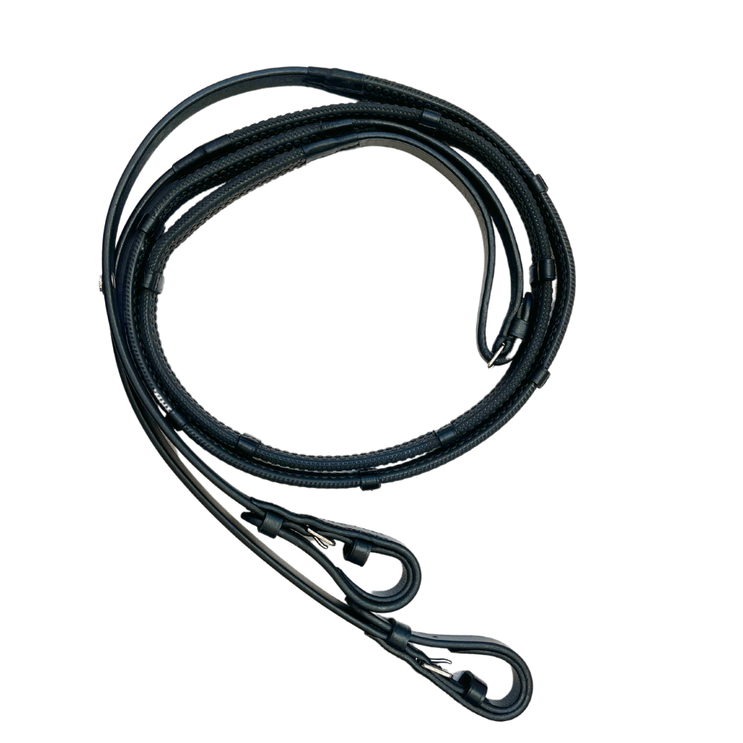Halter Ego Black Pebble Rubber Reins with Stops - Halter Ego® - Equiluxe Tack