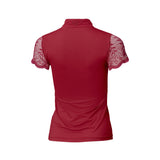 Halter Ego Charlie Short Sleeve Lace Riding Shirt - Cherry Red - Halter Ego® - Equiluxe Tack