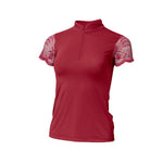 Halter Ego Charlie Short Sleeve Lace Riding Shirt - Cherry Red - Halter Ego® - Equiluxe Tack