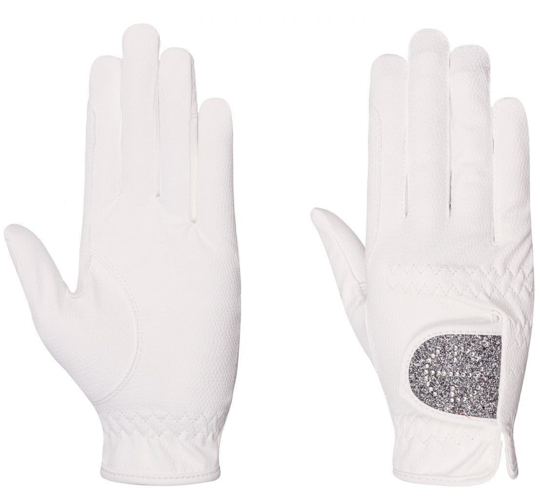 Halter Ego® Competition Gloves - Silver Gray Glitter & Crystal Logo - Halter Ego® - Equiluxe Tack