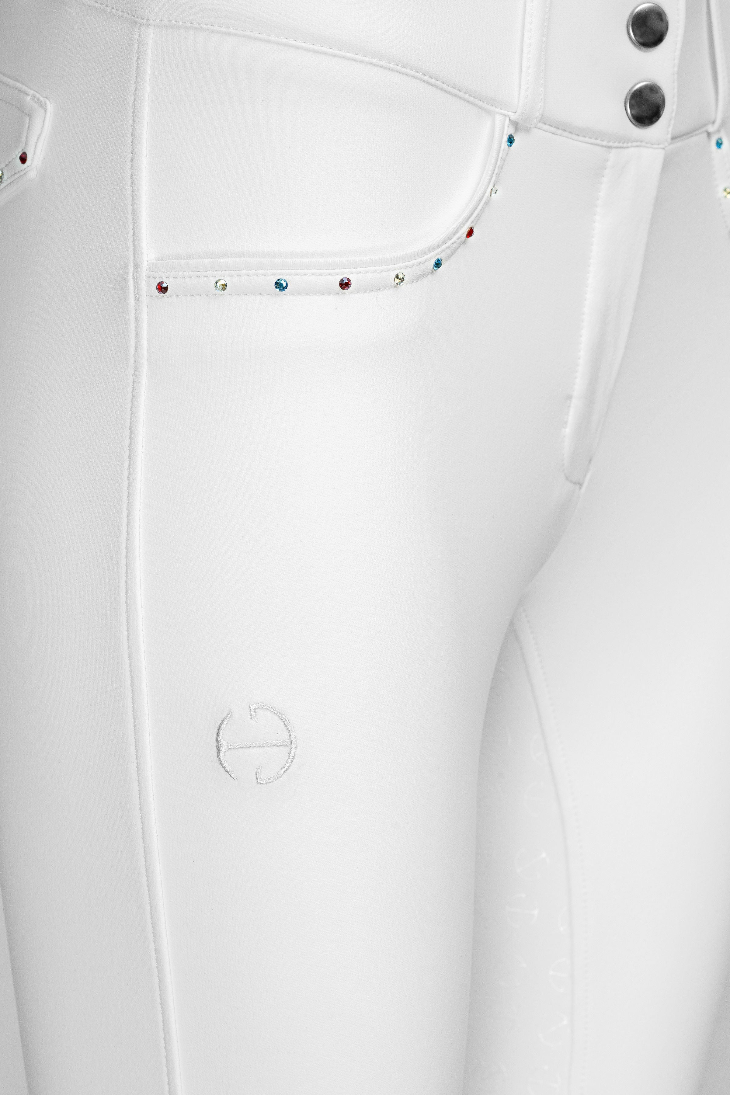 Halter Ego Crystal Evolution Mid - Waist White with White Seat Competition Breeches - Halter Ego® - Equiluxe Tack