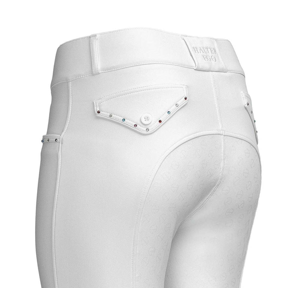 Halter Ego Crystal Evolution Mid - Waist White with White Seat Competition Breeches - Halter Ego® - Equiluxe Tack