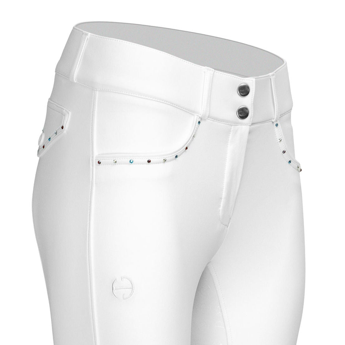 Halter Ego Crystal Evolution Mid - Waist White with White Seat Competition Breeches - Halter Ego® - Equiluxe Tack