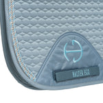 Halter Ego European Cotton Dressage Saddle Pad - Light Blue with Crystals & Light Blue/Silver Twisted Rope Trim - Equiluxe Tack