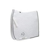 Halter Ego European Cotton Dressage Saddle Pad - White & Black Twist Trim Cob - Equiluxe Tack