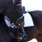 Halter Ego European Cotton Dressage Saddle Pad - White & Black Twist Trim - Halter Ego® - Equiluxe Tack