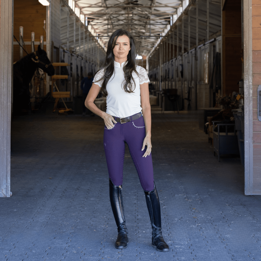 Halter Ego Evolution Full Seat Breeches - Dark Plum - MID WAIST - Halter Ego® - Equiluxe Tack