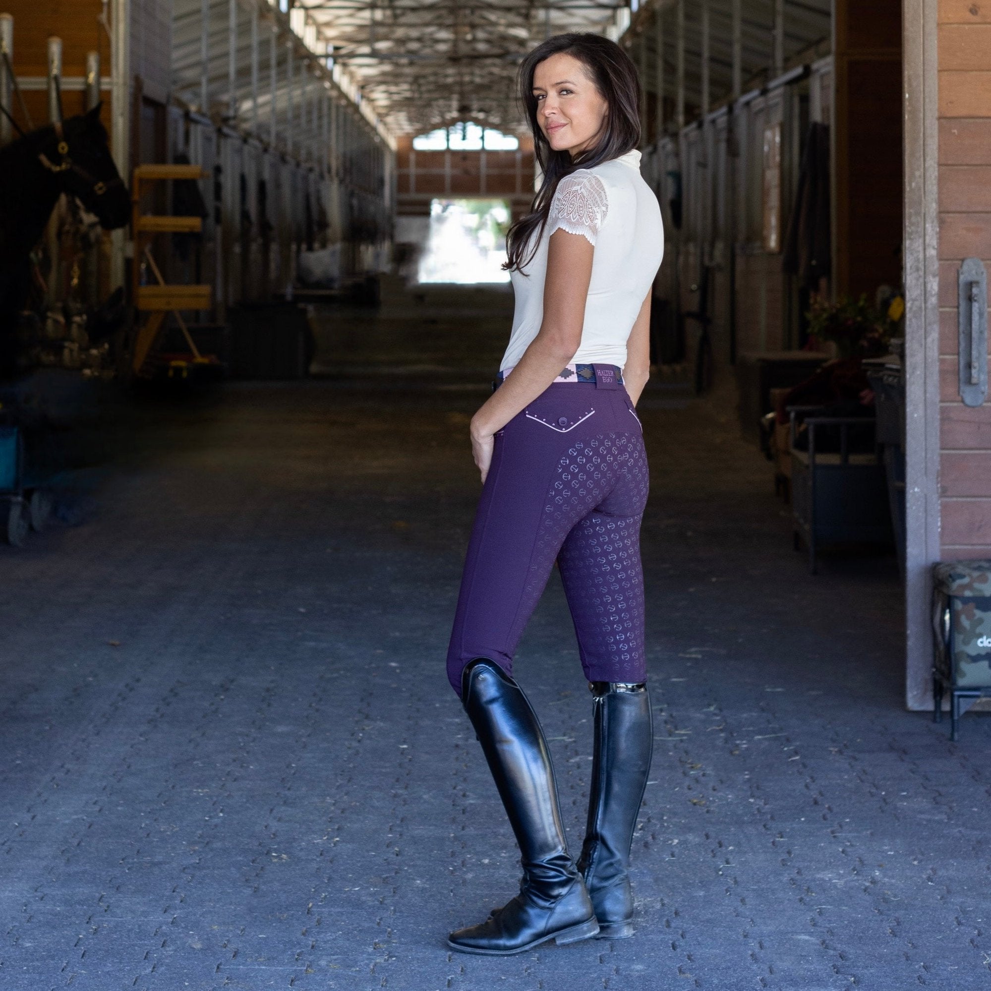 Halter Ego Evolution Full Seat Breeches - Dark Plum - MID WAIST - Halter Ego® - Equiluxe Tack