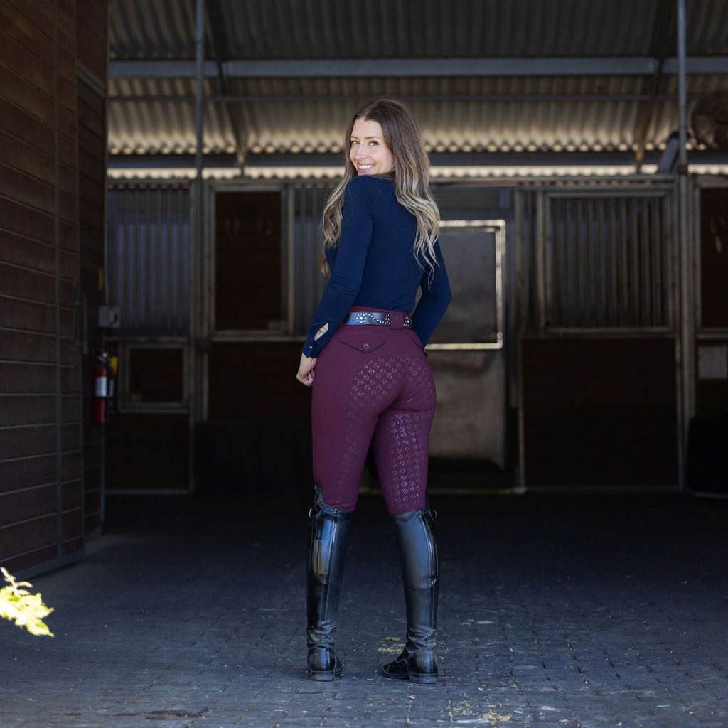 Halter Ego Evolution Full Seat Breeches - Merlot - MID WAIST - Halter Ego® - Equiluxe Tack