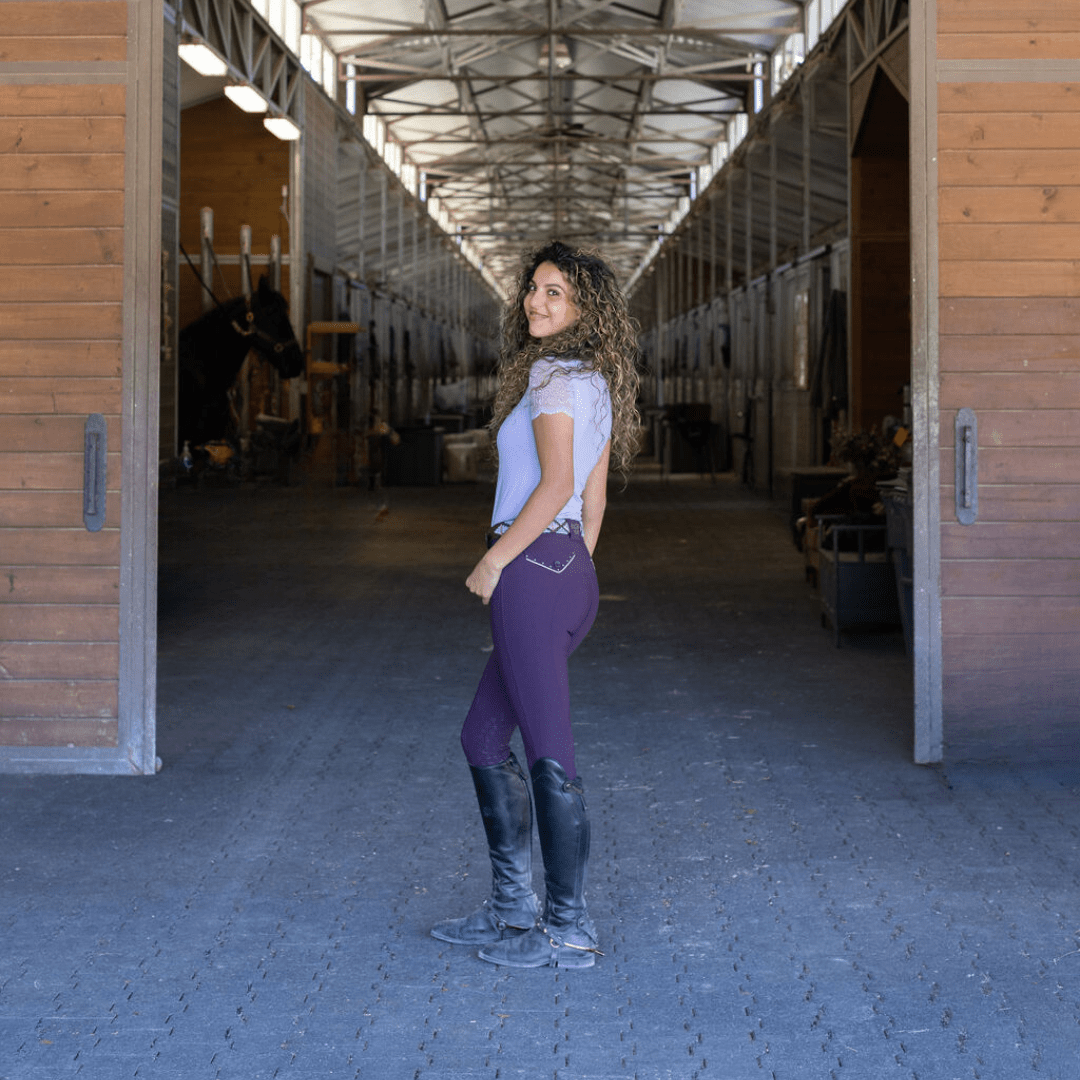 Halter Ego Evolution Knee Patch Breeches - Dark Plum - Halter Ego® - Equiluxe Tack