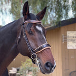 Halter Ego Florence - Brown Patent Leather Double Bridle with Cream Padding & Rose Gold Piping - Halter Ego® - Equiluxe Tack