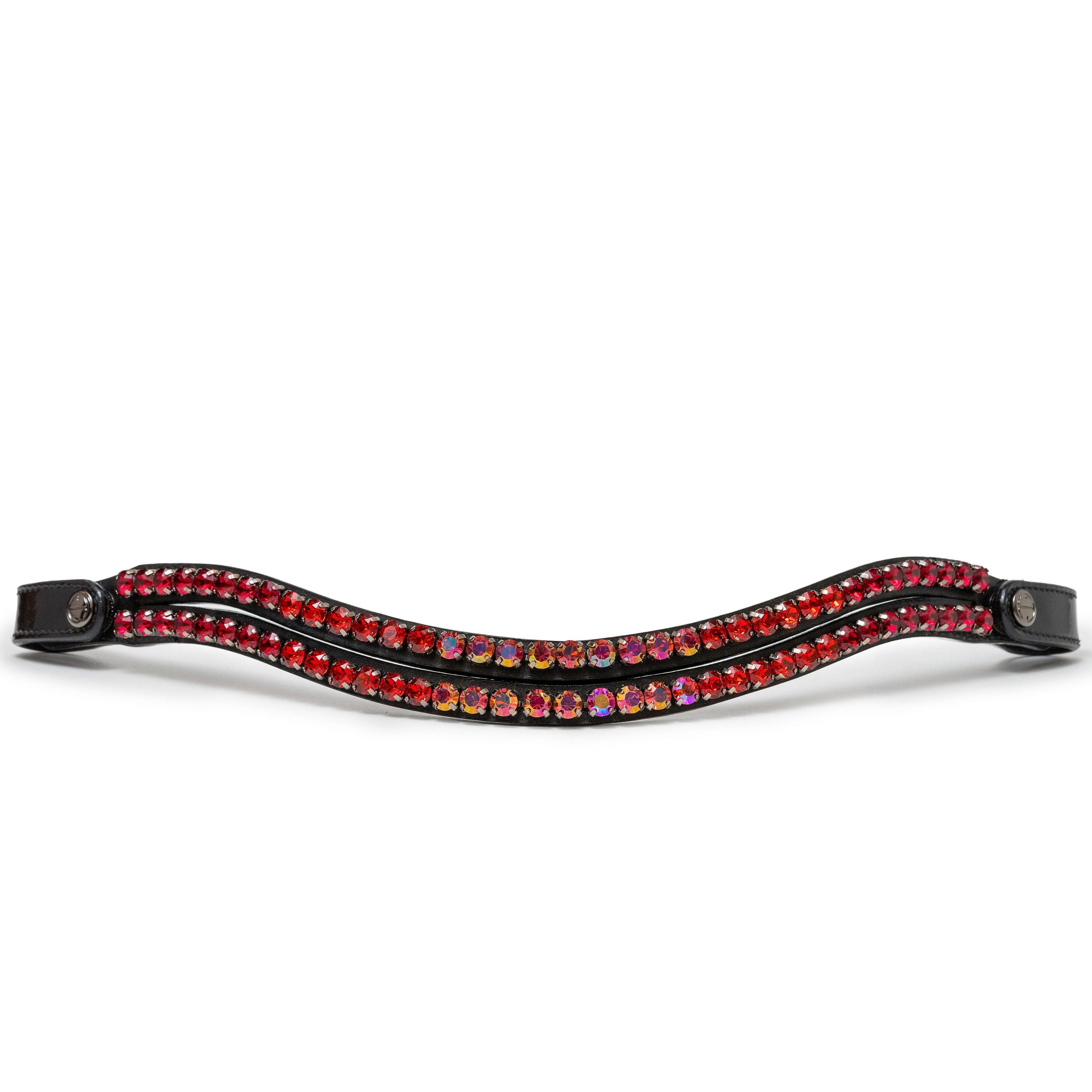 Halter Ego Limelight Two Row Wave Browband - Scarlet Flame - Halter Ego® - Equiluxe Tack