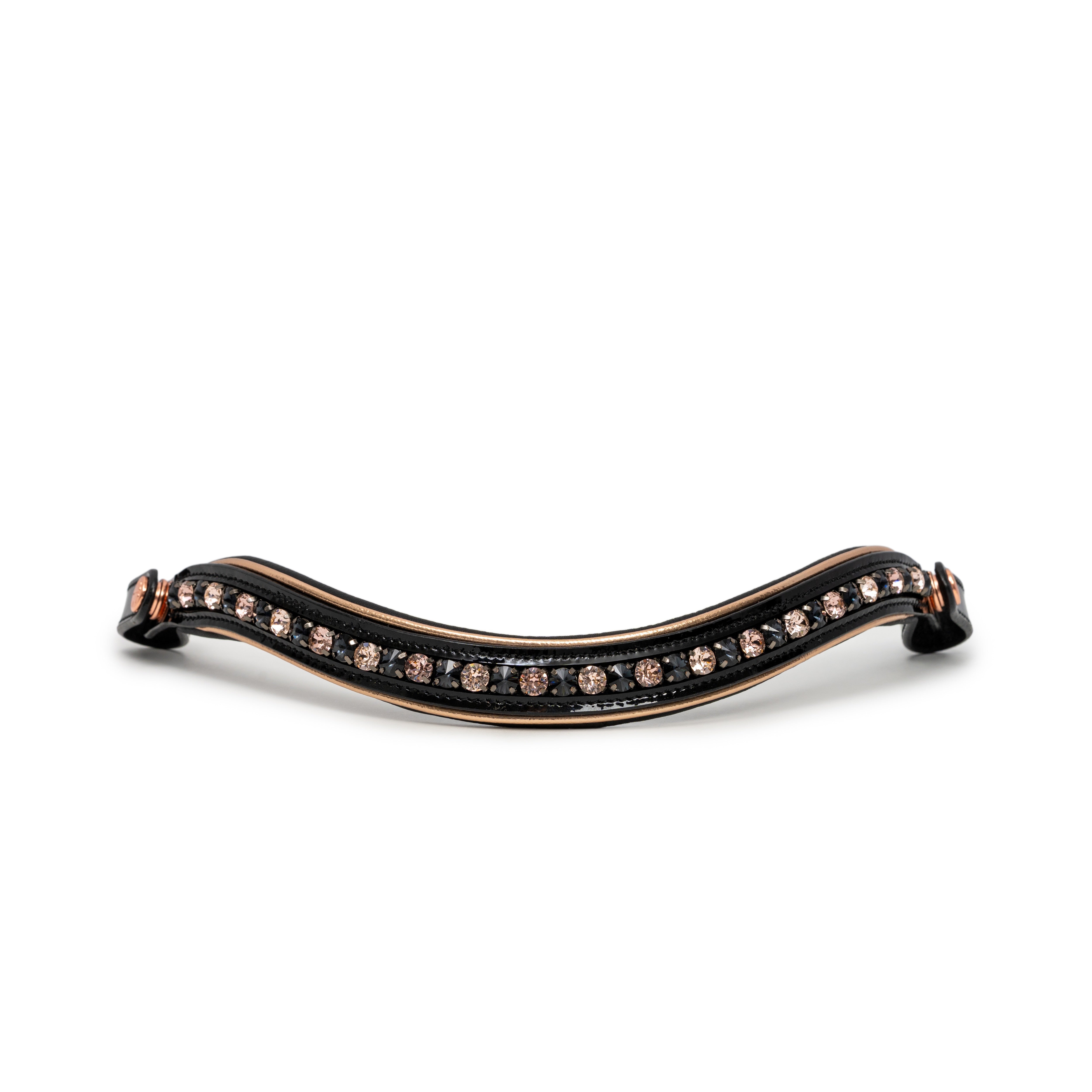 Halter Ego LIMITED EDITION: Aurelia Black Patent & Rose Gold Double Bridle - Equiluxe Tack