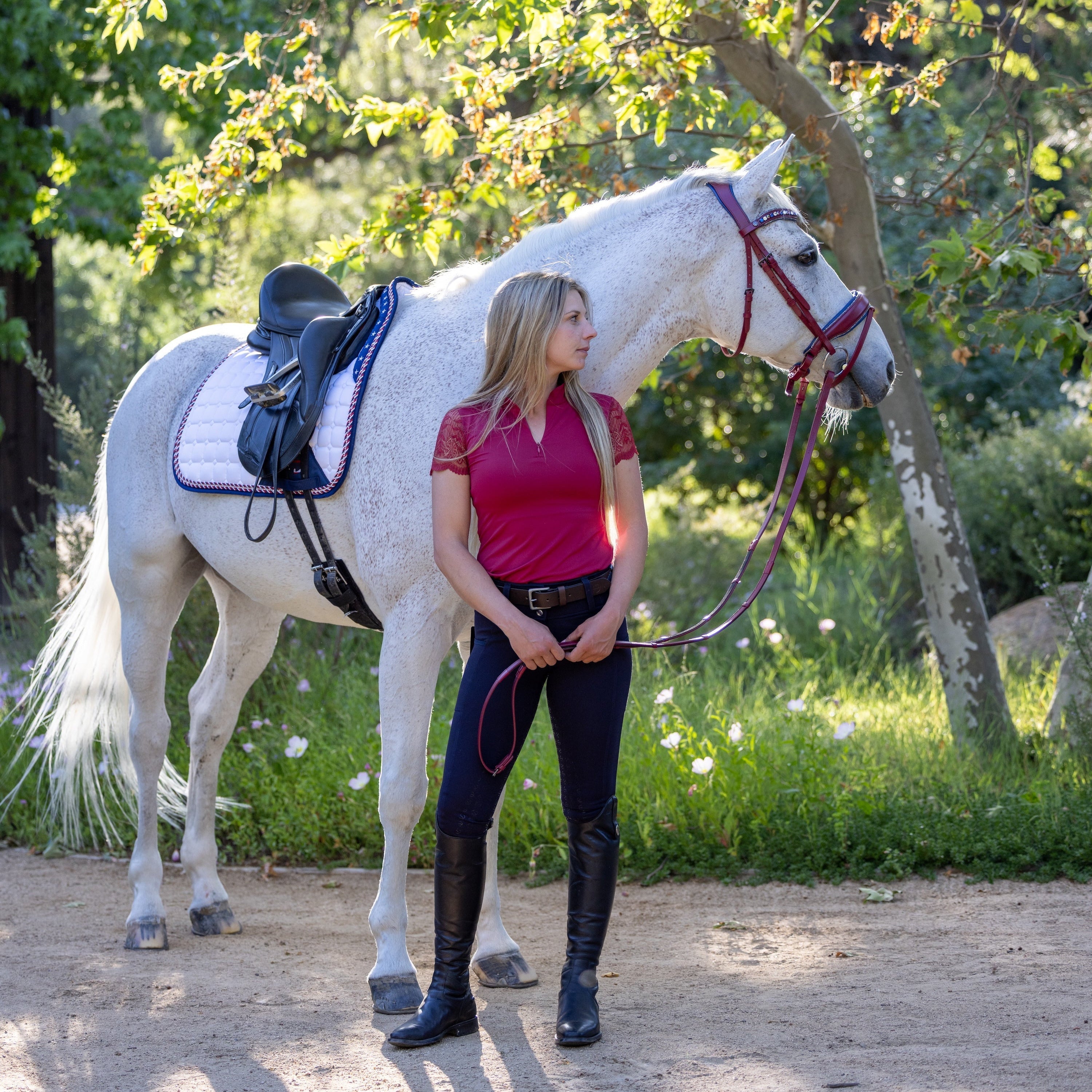 Halter Ego Limited Edition TEAM USA Satin Classic Dressage Saddle Pad (Full) - Halter Ego® - Equiluxe Tack
