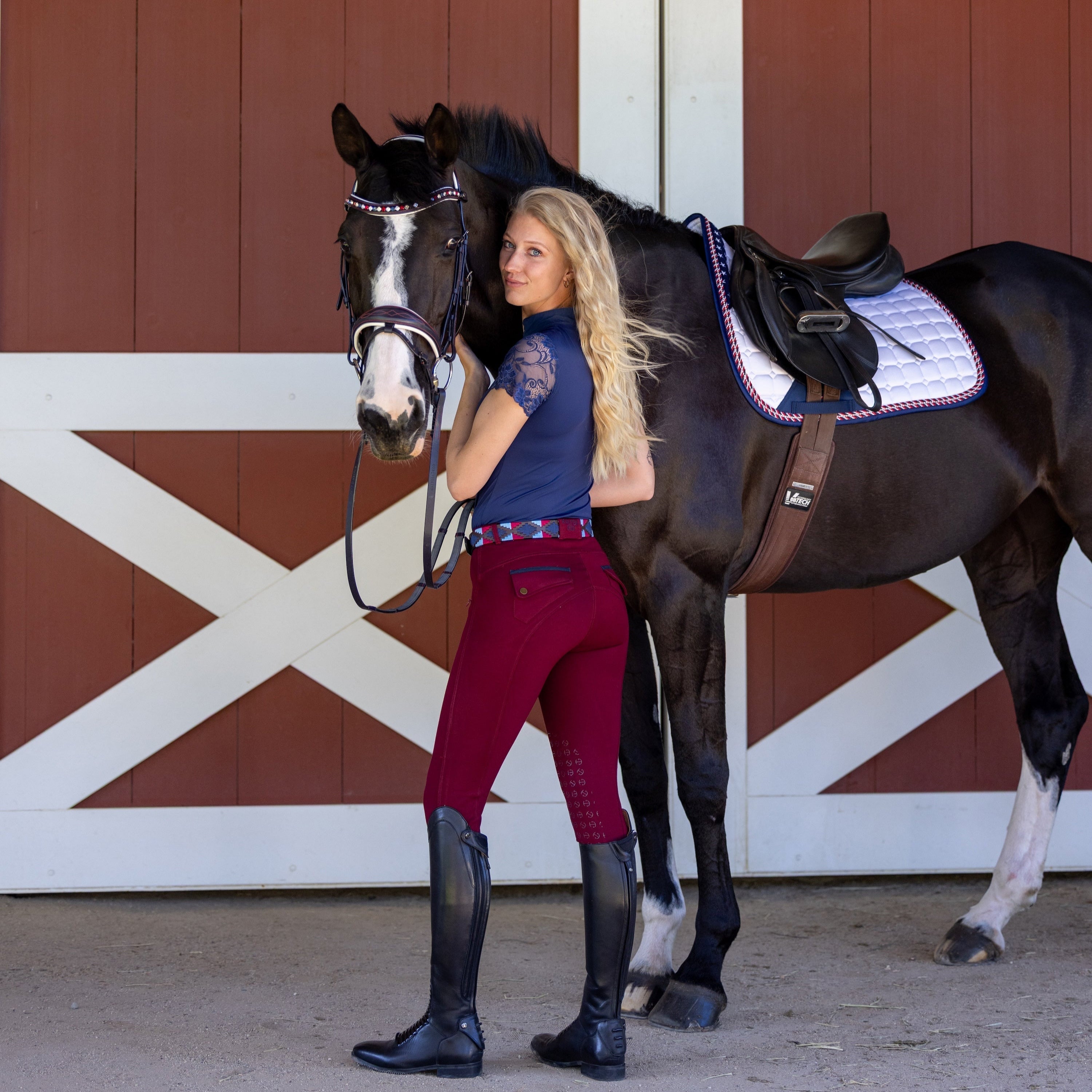 Halter Ego Limited Edition TEAM USA Satin Classic Jump Saddle Pad - Halter Ego® - Equiluxe Tack