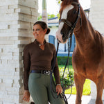 Halter Ego Maia Long Sleeve Lace Competition Shirt - Chocolate Brown - Halter Ego® - Equiluxe Tack
