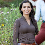 Halter Ego Maia Long Sleeve Lace Competition Shirt - Chocolate Brown - Halter Ego® - Equiluxe Tack