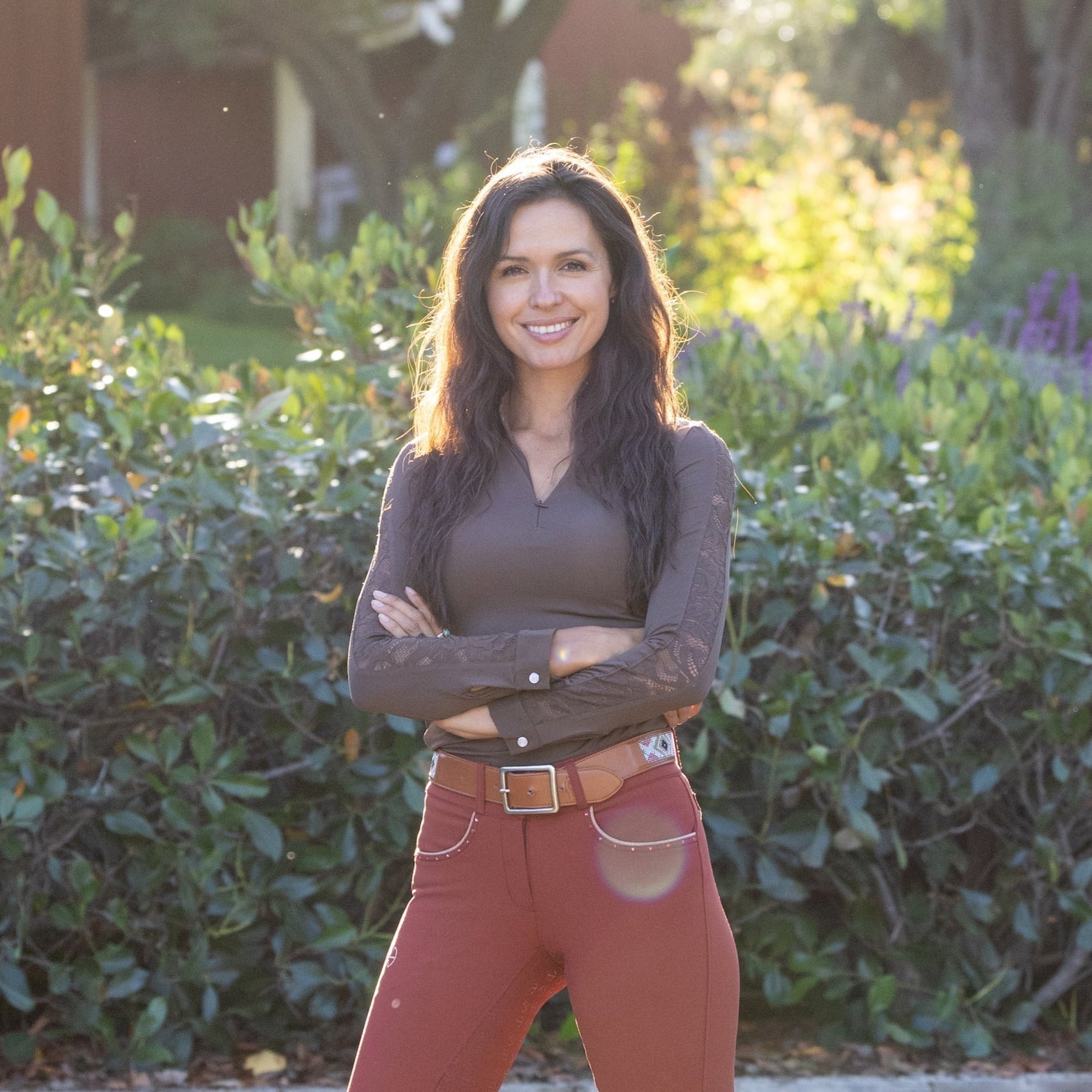 Halter Ego Maia Long Sleeve Lace Competition Shirt - Chocolate Brown - Halter Ego® - Equiluxe Tack