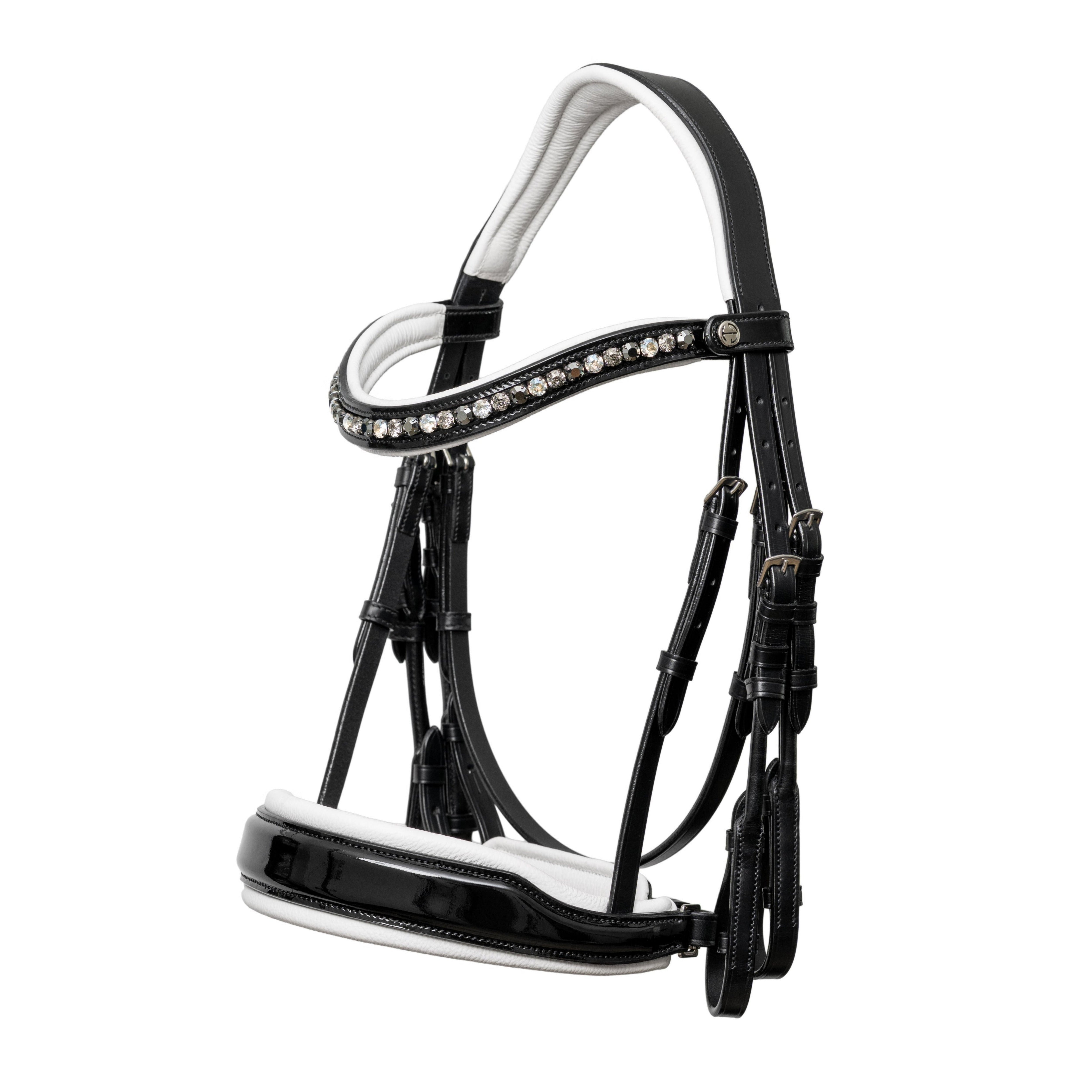 Halter Ego Mont Blanc Black Patent Double Bridle With White Padding - Equiluxe Tack