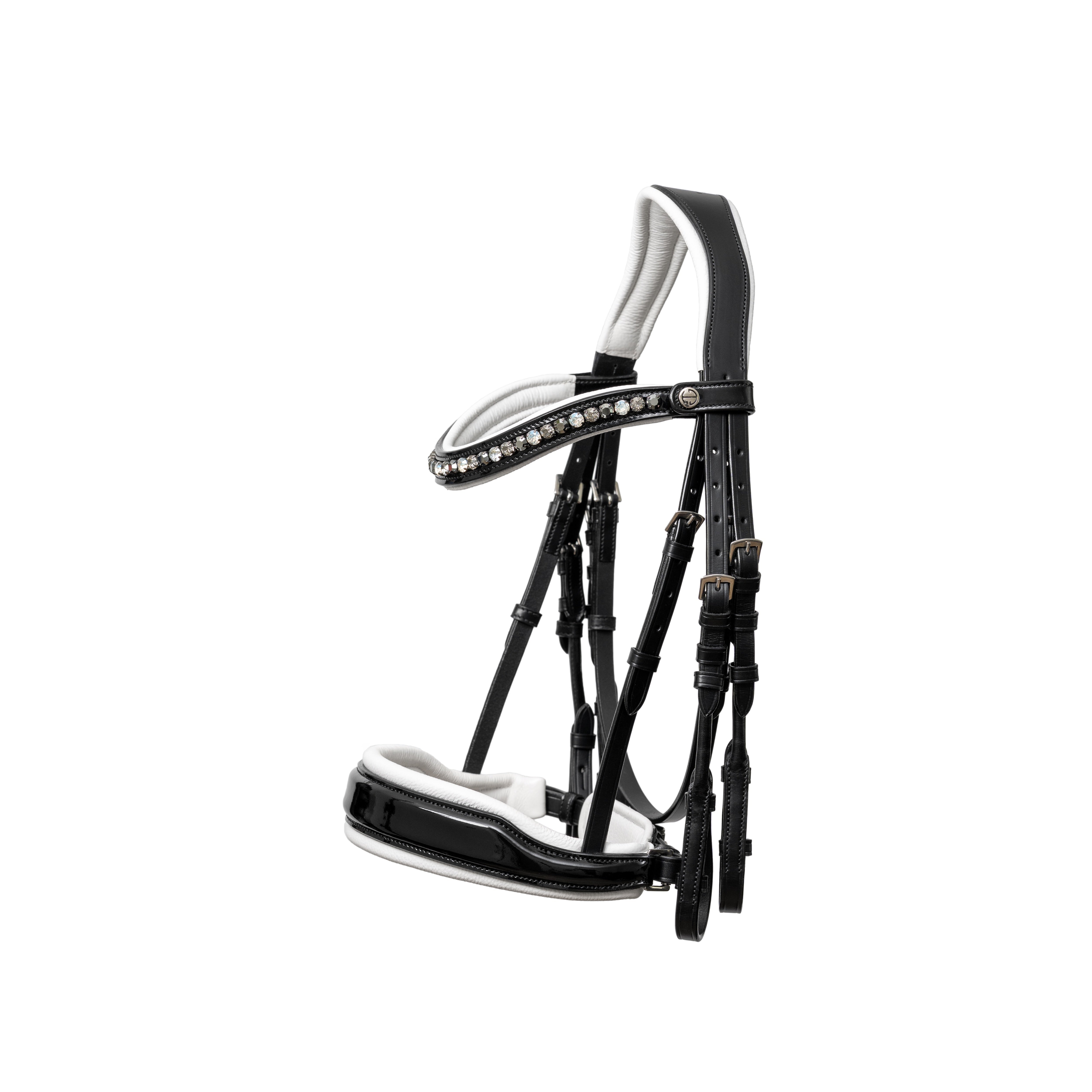 Halter Ego Mont Blanc Black Patent Double Bridle With White Padding - Equiluxe Tack