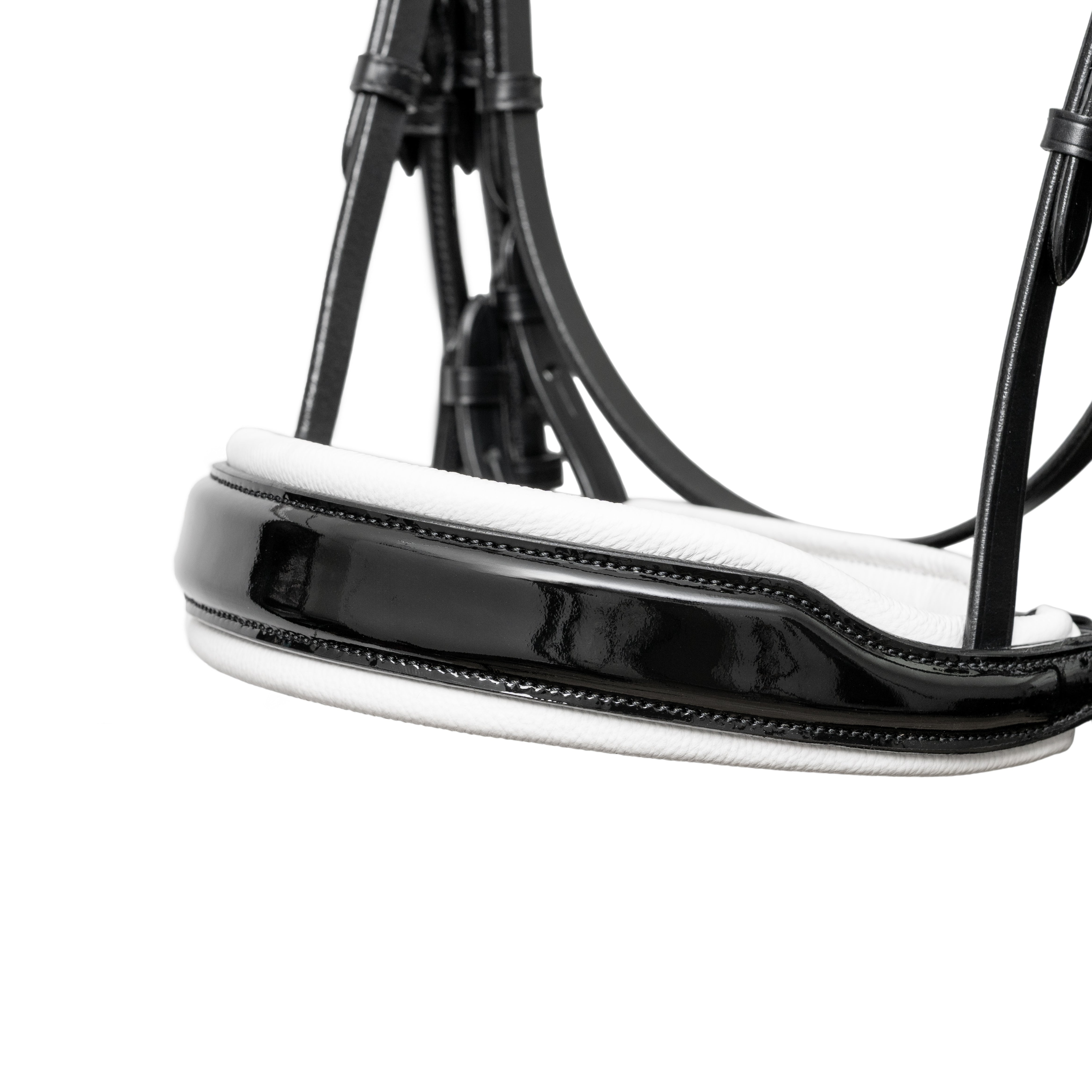 Halter Ego Mont Blanc Black Patent Double Bridle With White Padding - Equiluxe Tack