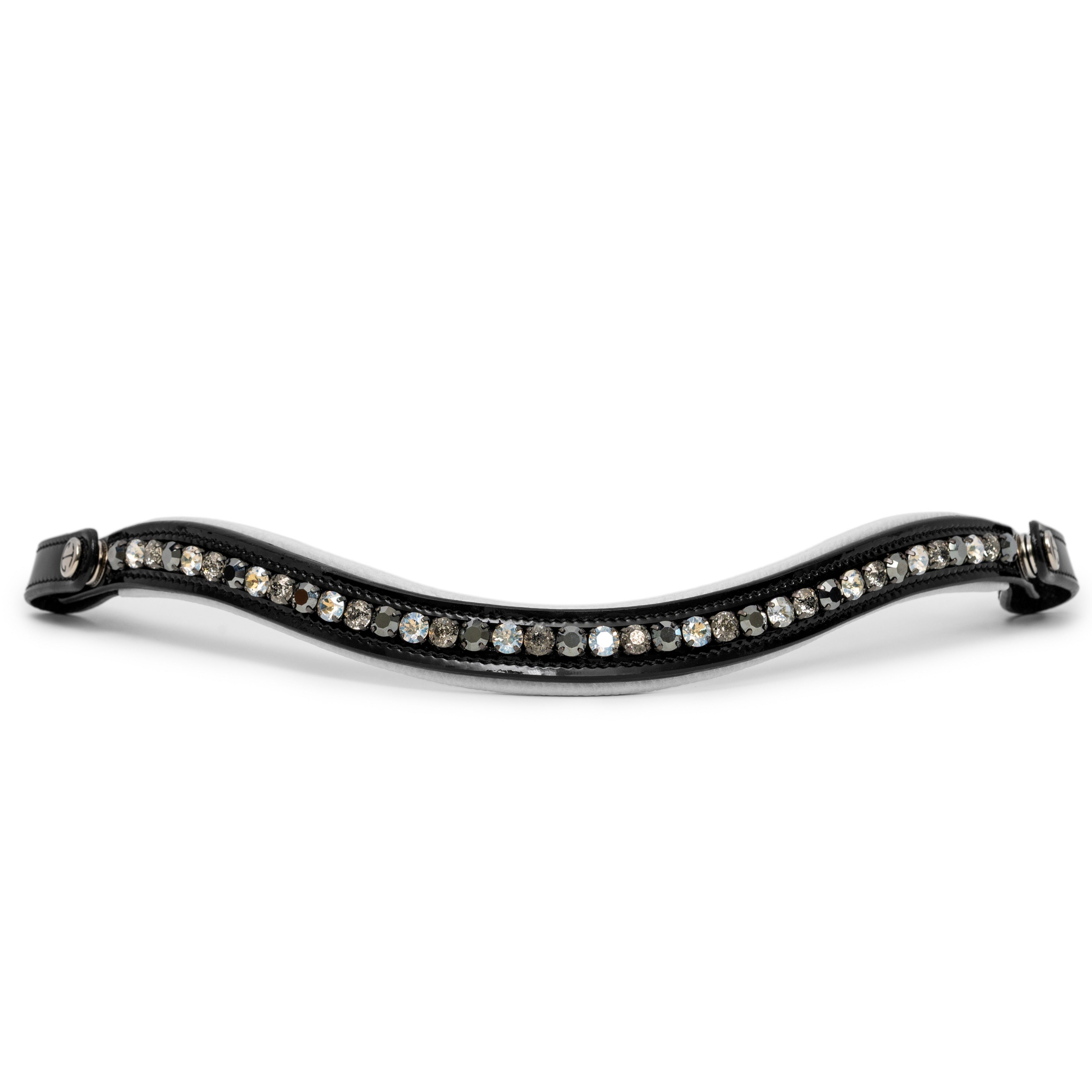 Halter Ego Mont Blanc Black Patent Leather Snaffle Bridle With White Padding & Removable Flash - Equiluxe Tack