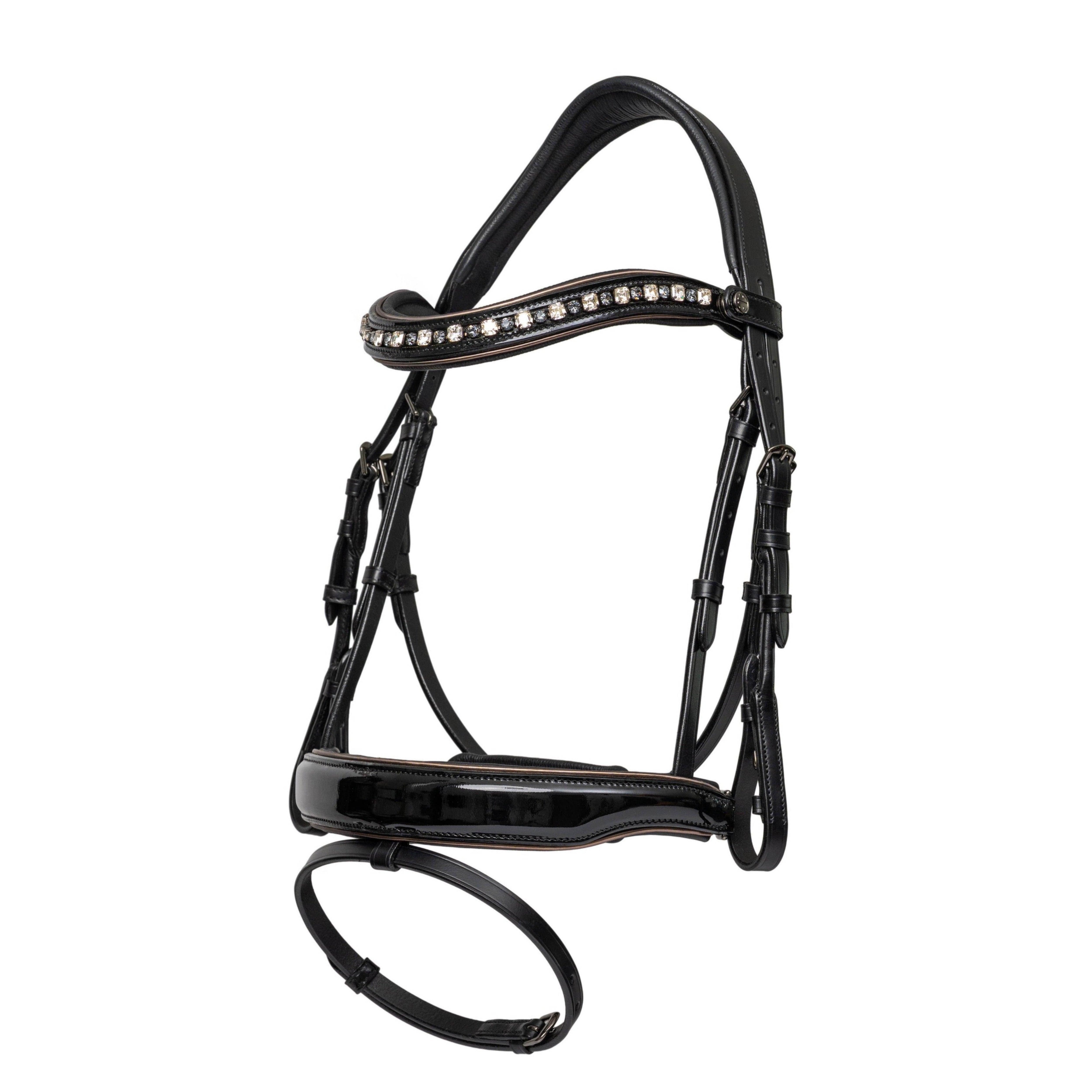 Halter Ego Ocala Black Patent Leather Snaffle Bridle With Removable Flash - Equiluxe Tack