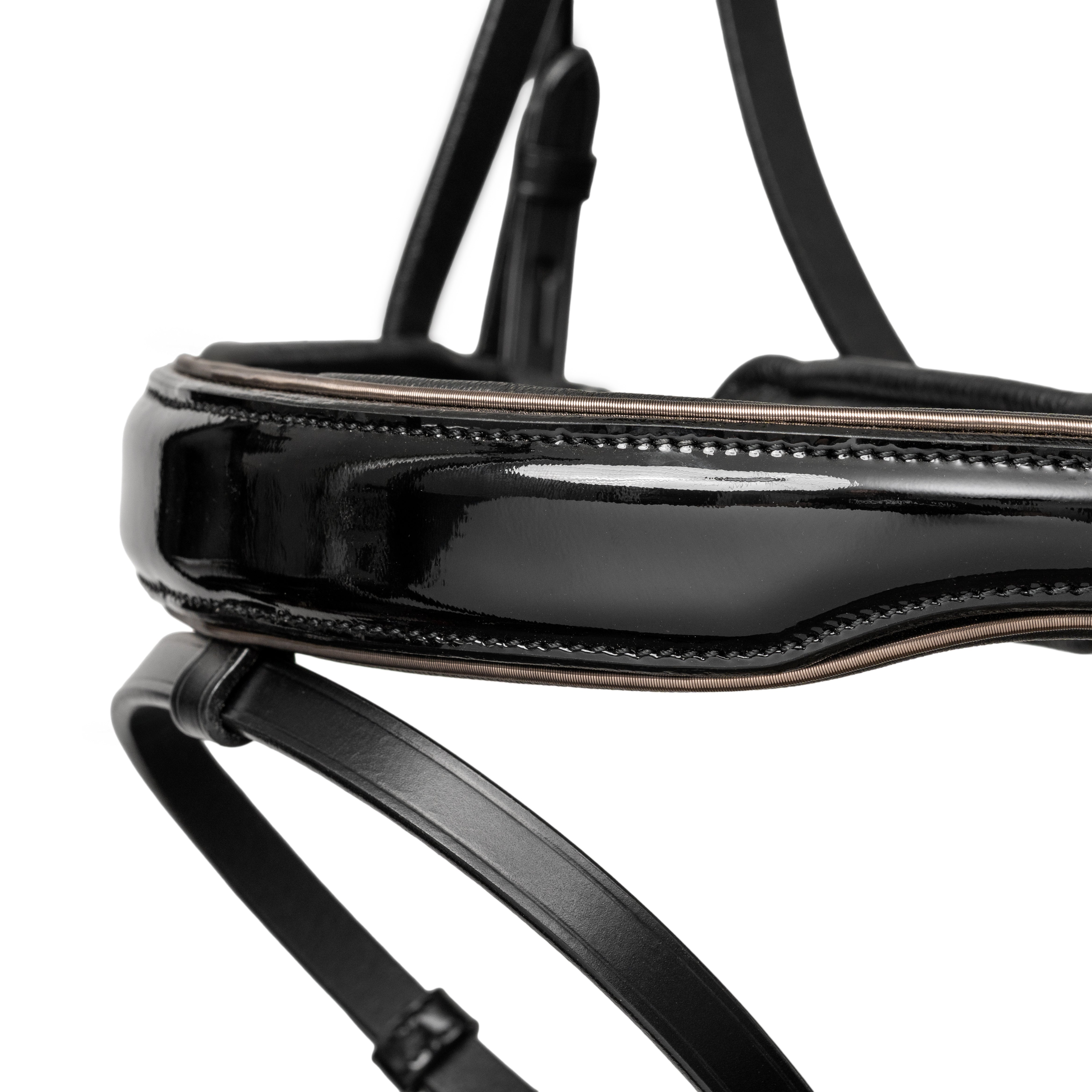Halter Ego Ocala Black Patent Leather Snaffle Bridle With Removable Flash - Equiluxe Tack