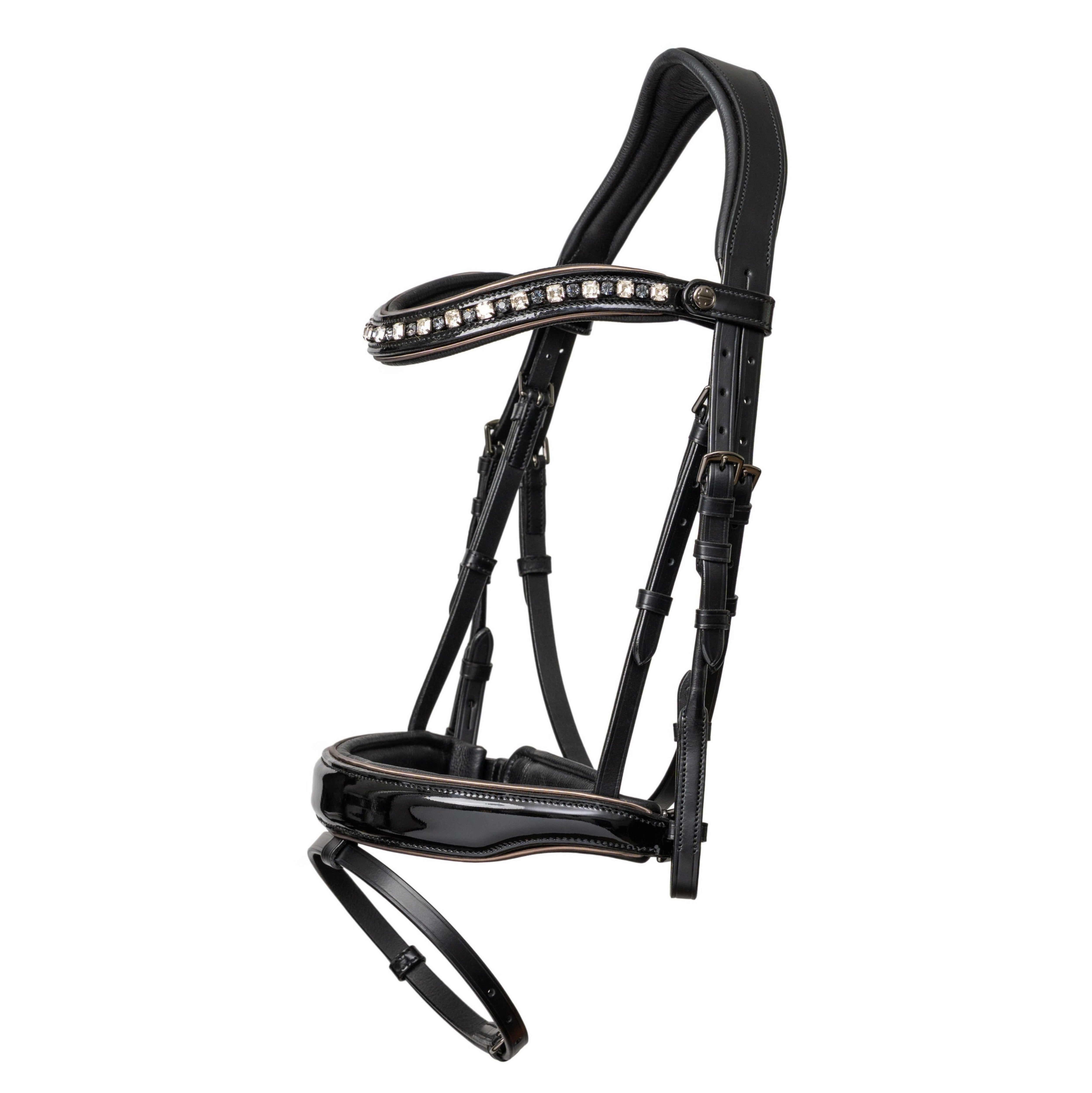 Halter Ego Ocala Black Patent Leather Snaffle Bridle With Removable Flash - Equiluxe Tack