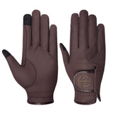 Halter Ego® Riding Gloves - Brown & Smoked Topaz Crystal Logo - Halter Ego® - Equiluxe Tack