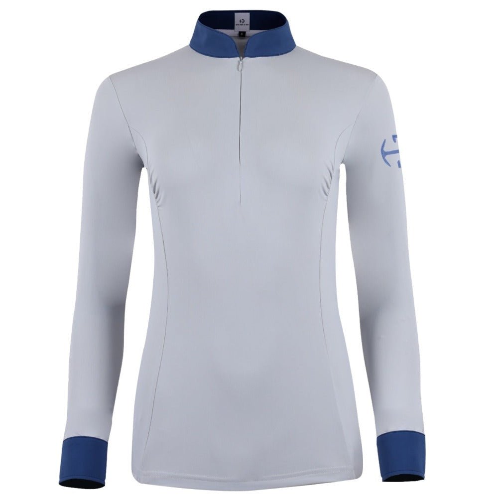 Halter Ego Roxana - French Gray & Cadet Blue Long Sleeve Riding Shirt - Halter Ego® - Equiluxe Tack