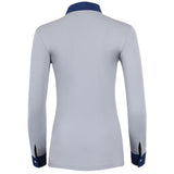Halter Ego Roxana - French Gray & Cadet Blue Long Sleeve Riding Shirt - Halter Ego® - Equiluxe Tack