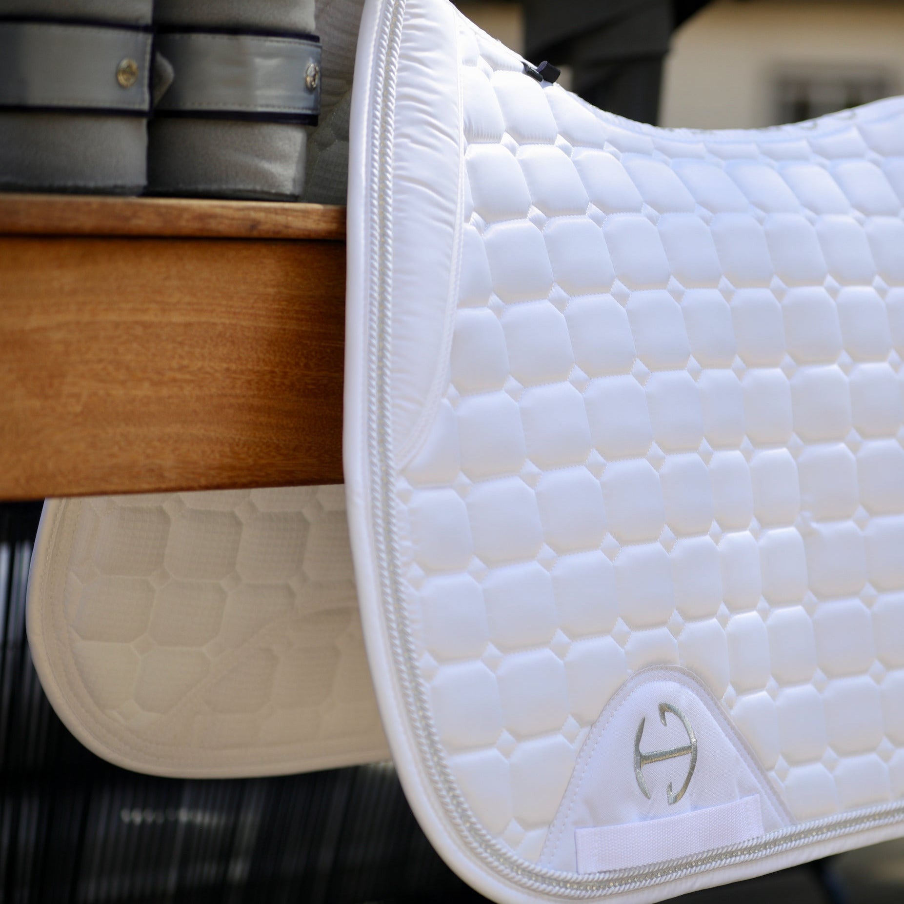 Halter Ego Satin Classic Jump Competition Saddle Pad - White - Halter Ego® - Equiluxe Tack