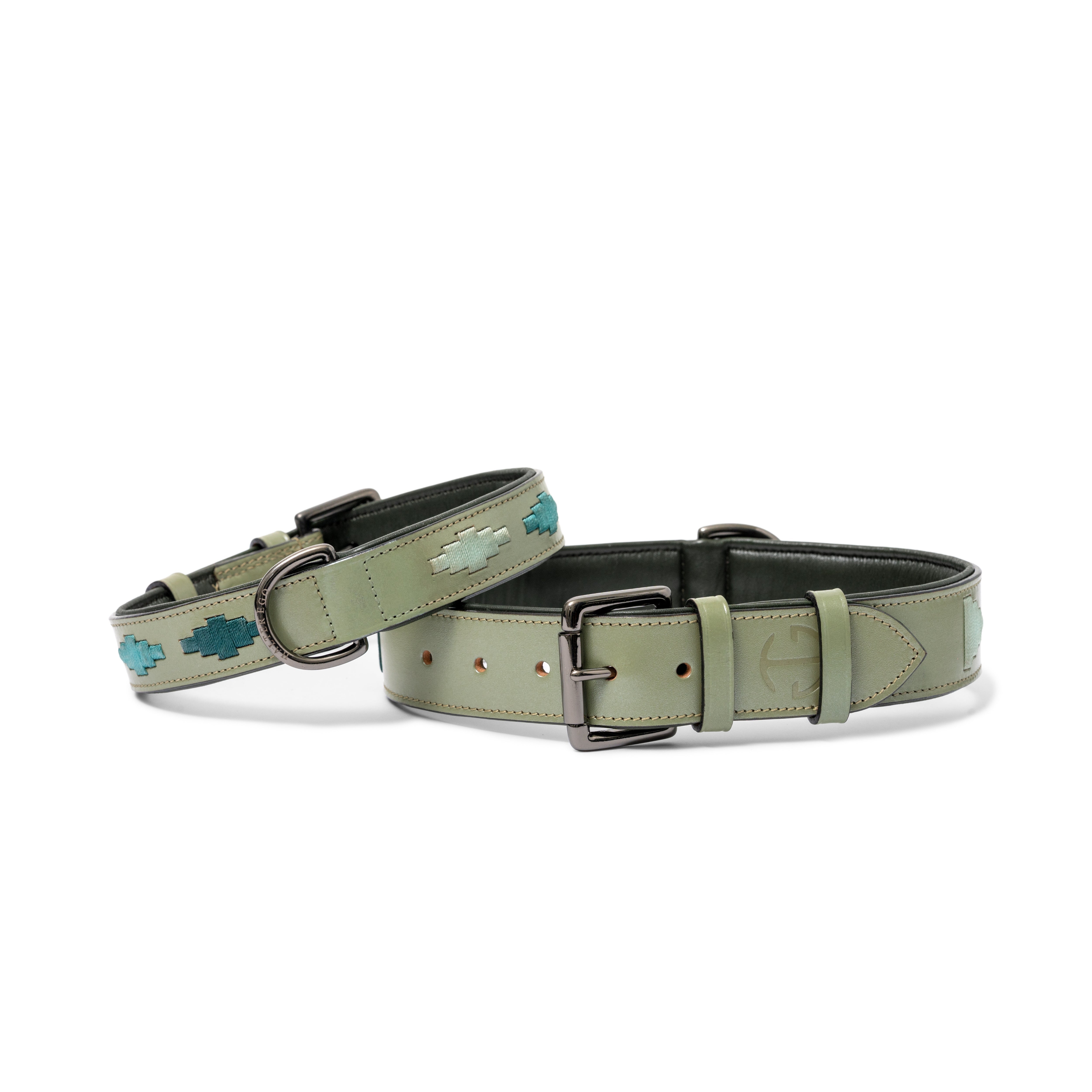 Halter Ego Sea Glass Leather Dog Collar - Equiluxe Tack