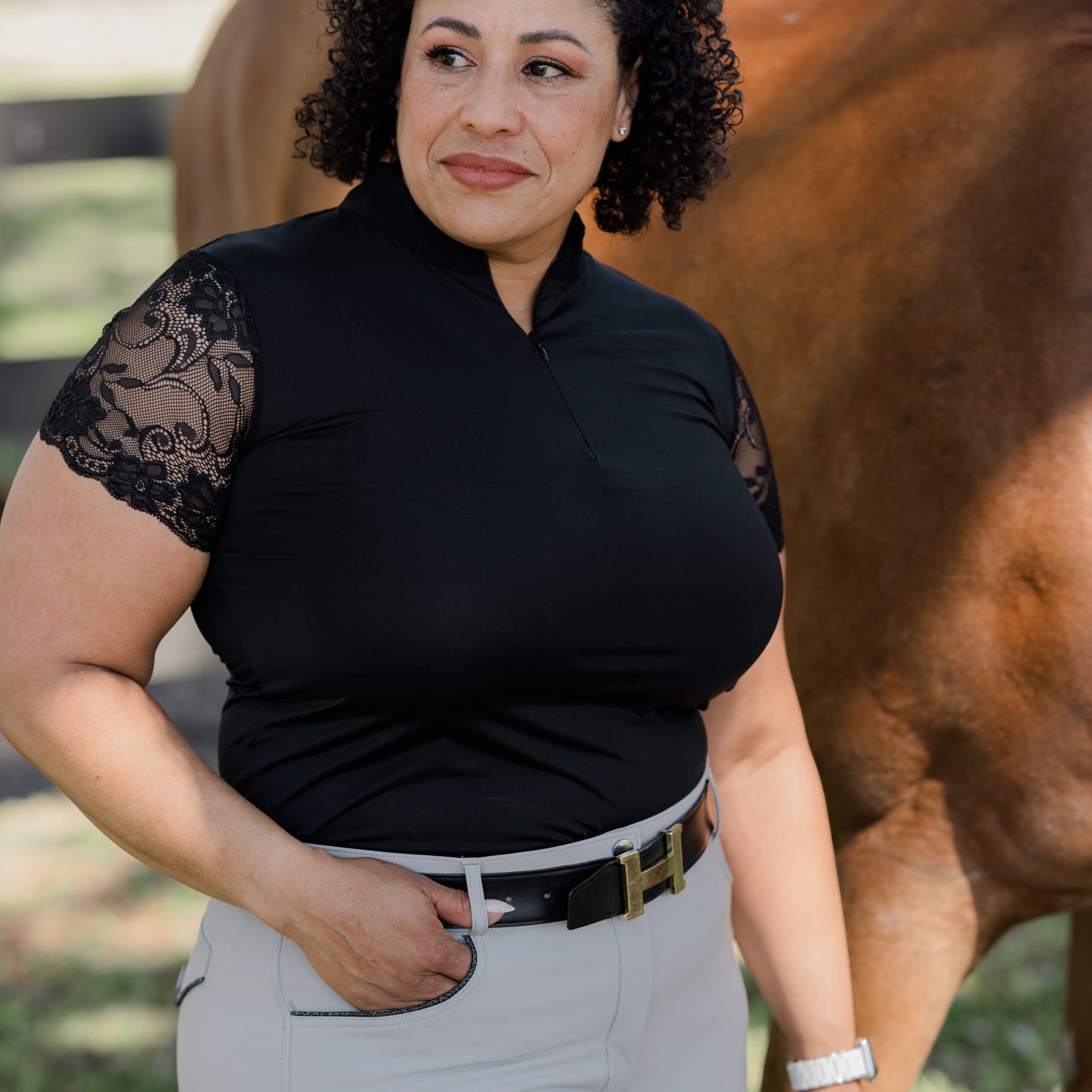Halter Ego Tara - Short Sleeve Lace Competition Shirt - 10 Colors - Halter Ego® - Equiluxe Tack