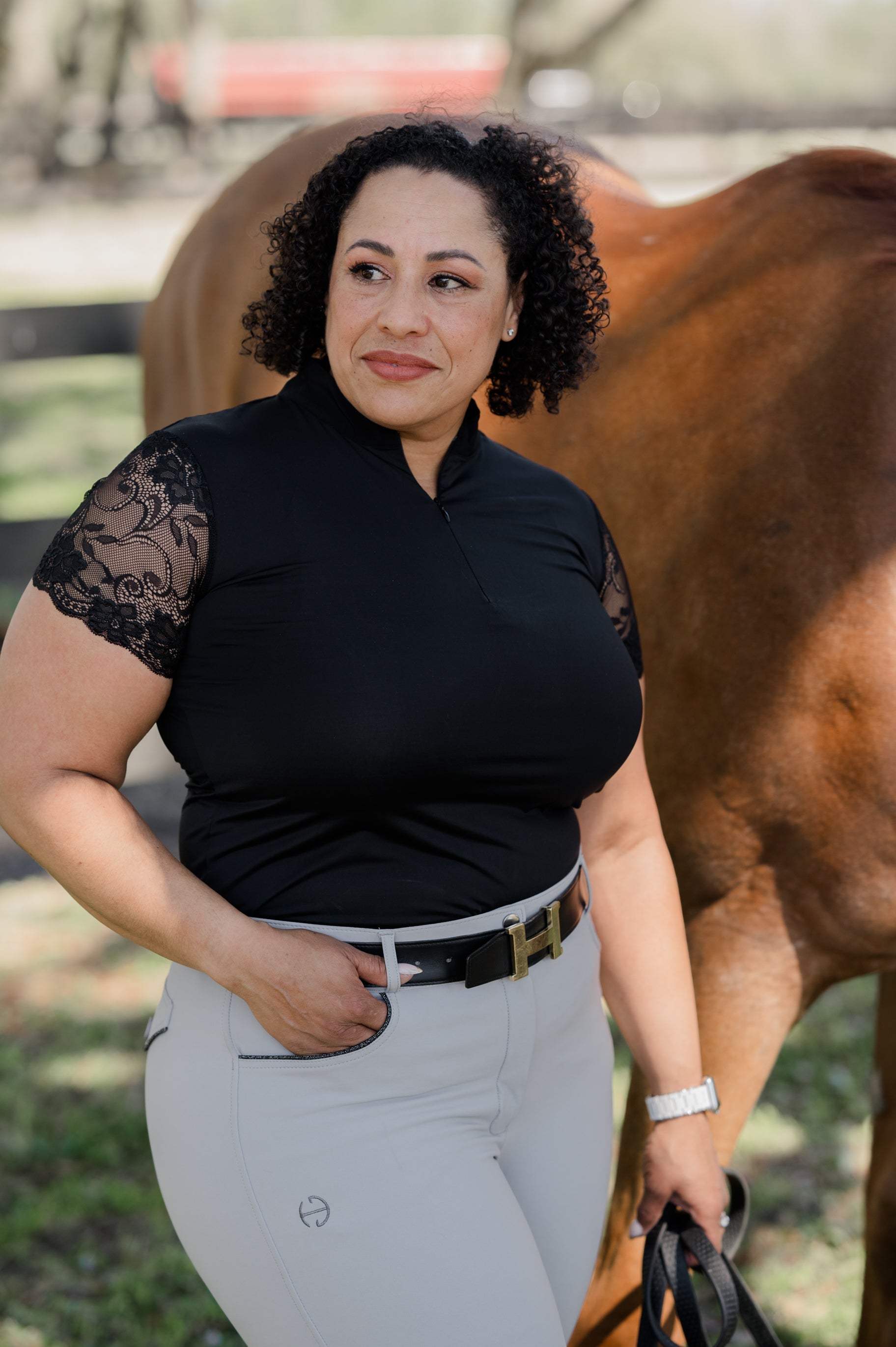 Halter Ego Tara - Short Sleeve Lace Competition Shirt - 10 Colors - Halter Ego® - Equiluxe Tack