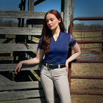 Halter Ego Tara Short Sleeve Lace Competition Shirt - Navy - Halter Ego® - Equiluxe Tack