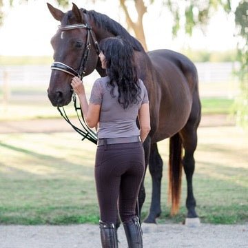 Halter Ego Tara Short Sleeve Lace Competition Shirt - Taupe - Halter Ego® - Equiluxe Tack