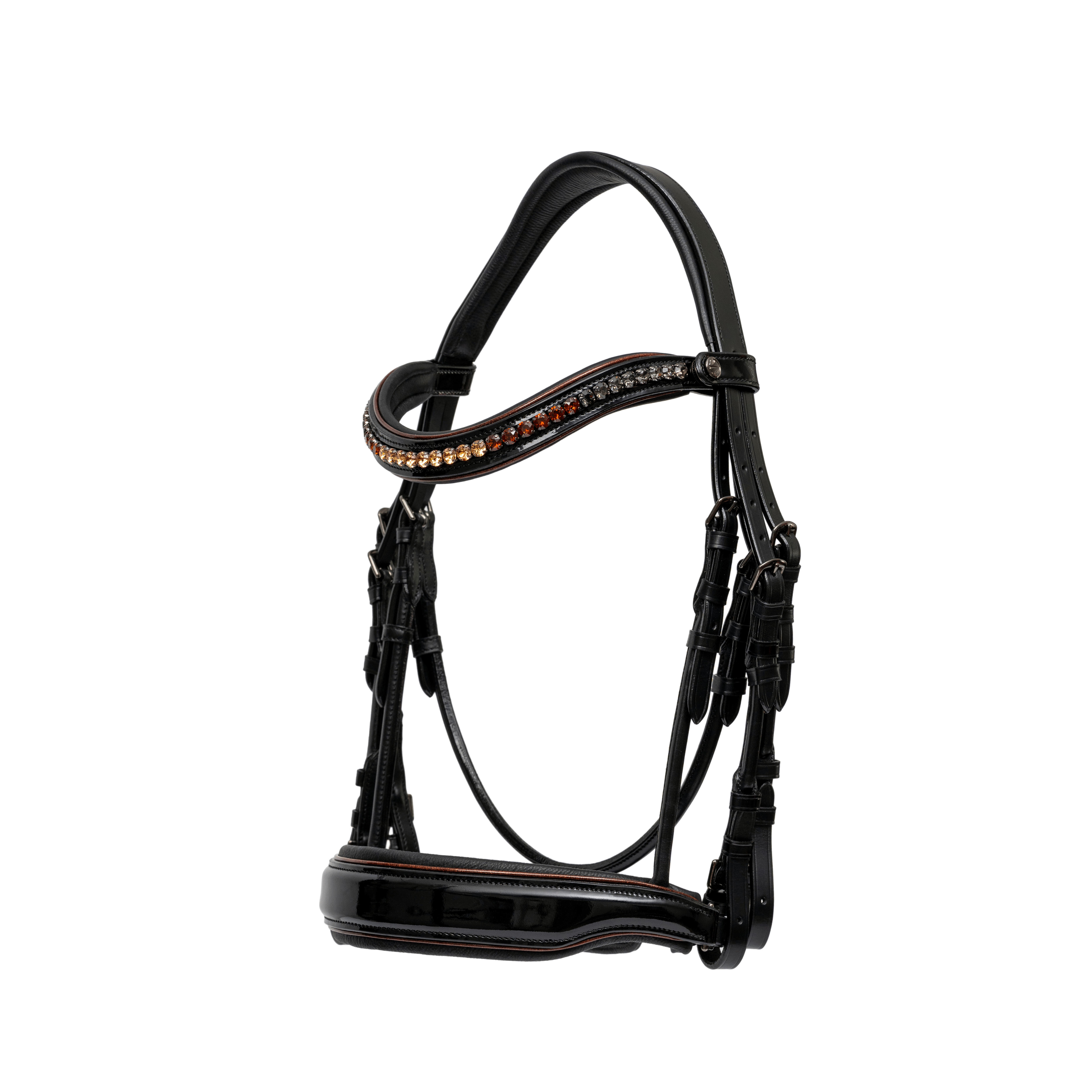 Halter Ego The Aachen Rolled Black Patent Leather Double Bridle - Equiluxe Tack