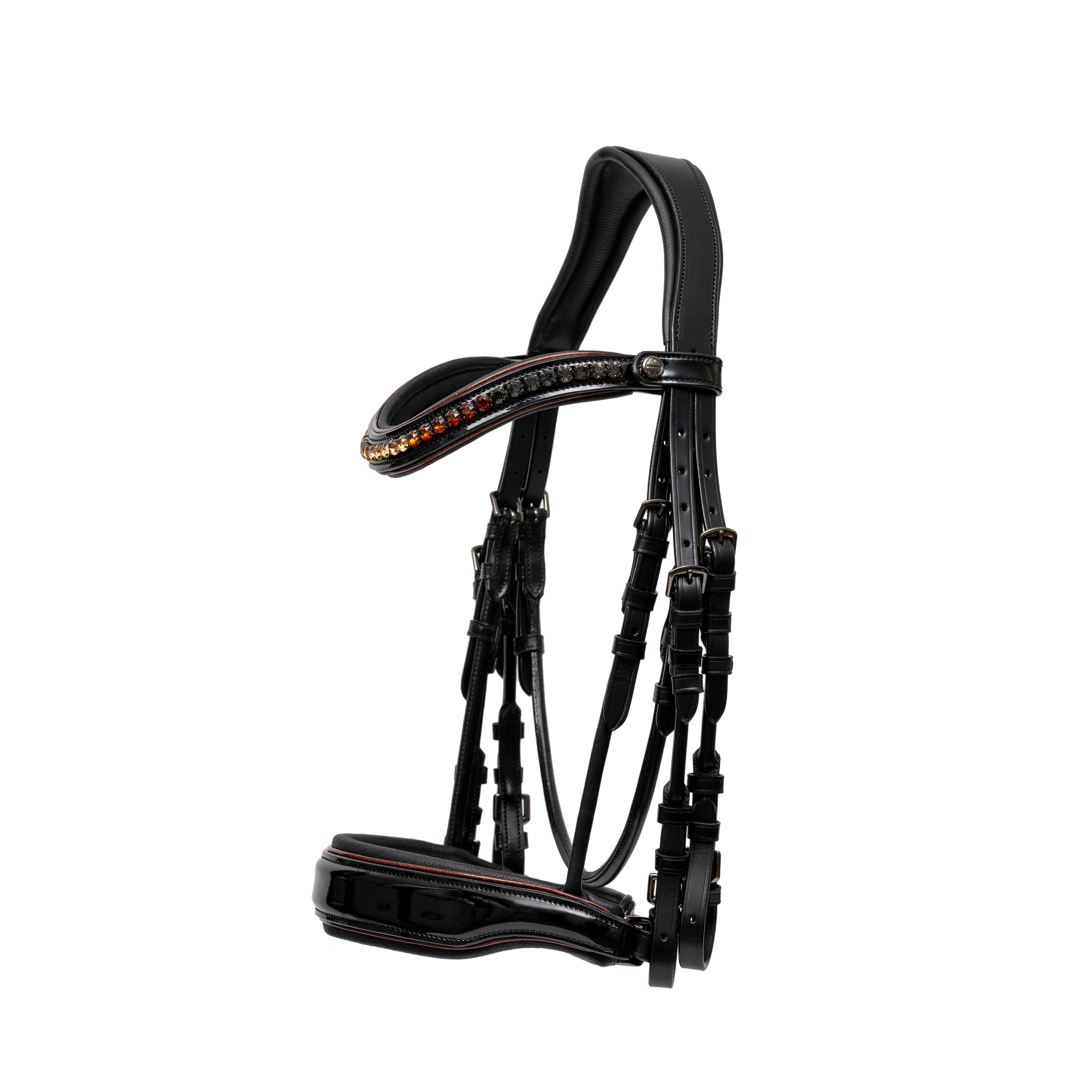 Halter Ego The Aachen Rolled Black Patent Leather Double Bridle - Equiluxe Tack