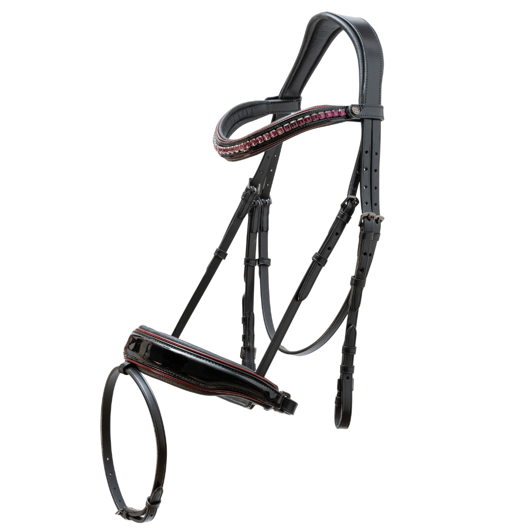 Halter Ego The Bordeaux Black Patent Leather Snaffle Bridle - Halter Ego® - Equiluxe Tack