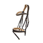 Halter Ego The Vienna Brown Patent Leather Snaffle Bridle with Bronze Golden Sparkle Piping - Equiluxe Tack