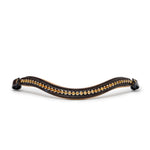 Halter Ego The Vienna Brown Patent Leather Snaffle Bridle with Bronze Golden Sparkle Piping - Equiluxe Tack