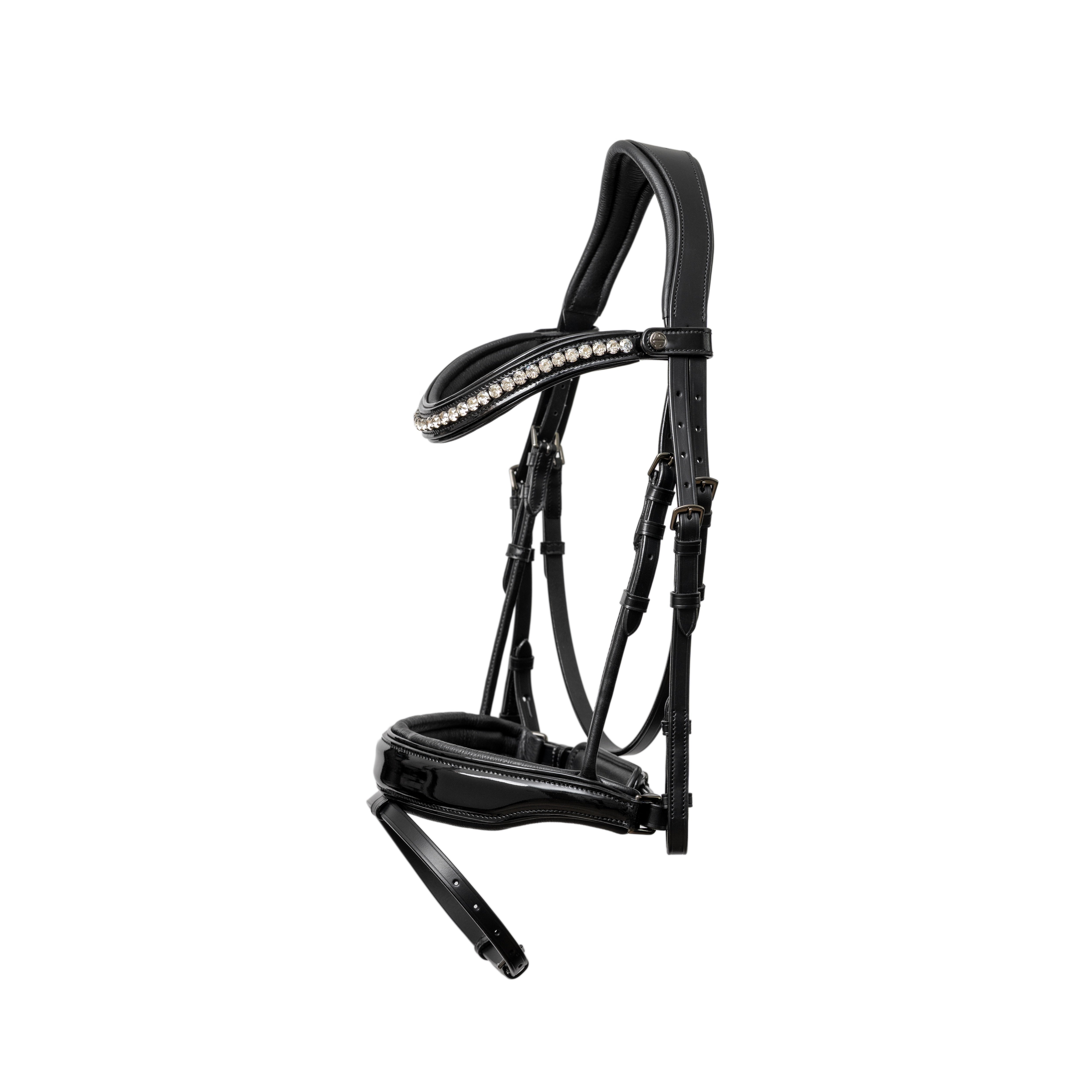 Halter Ego Valentina Black Patent Sparkle Snaffle Bridle - Equiluxe Tack