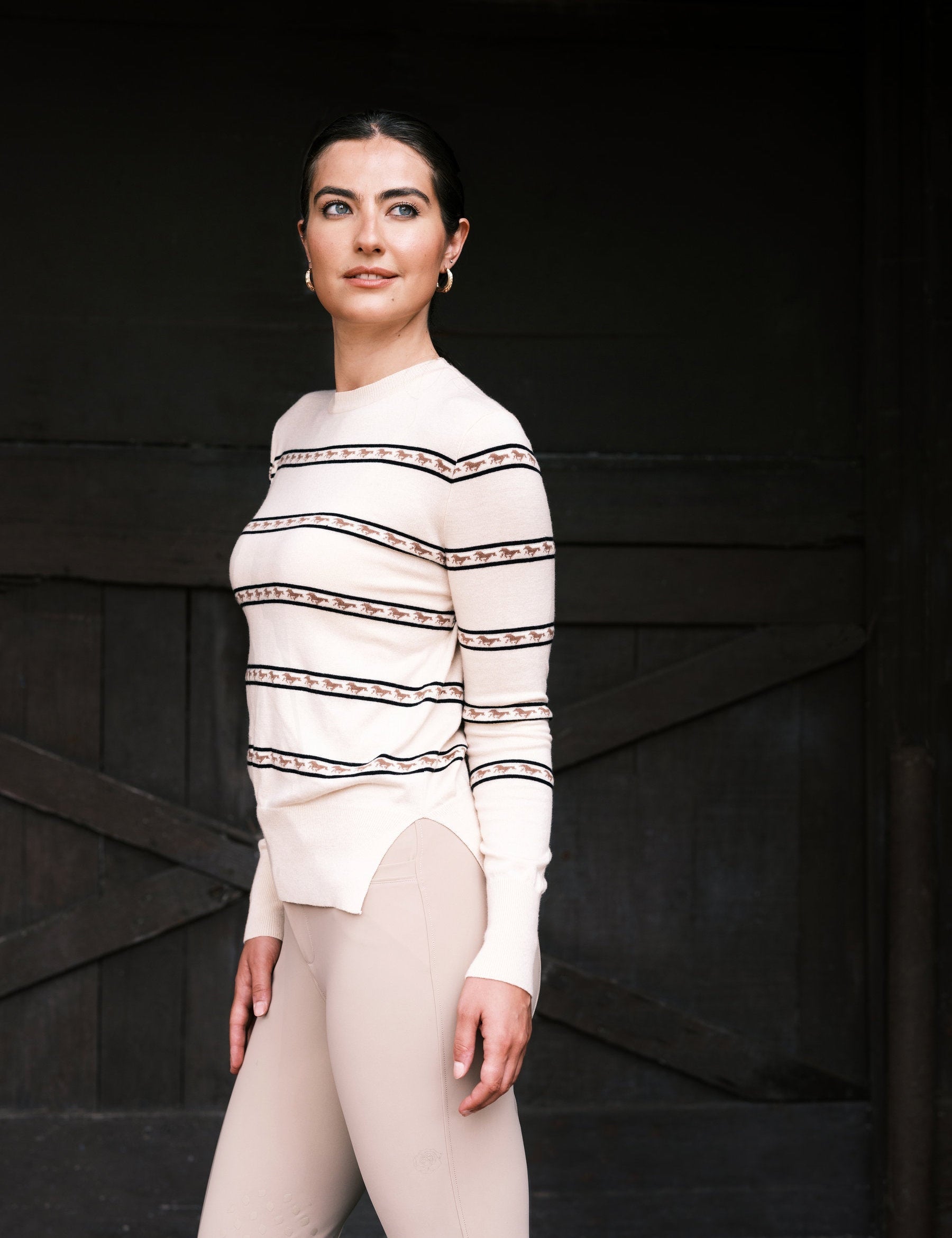 Hannah Childs Adi Running Horses Crew Neck Sweater Tee - Equiluxe Tack