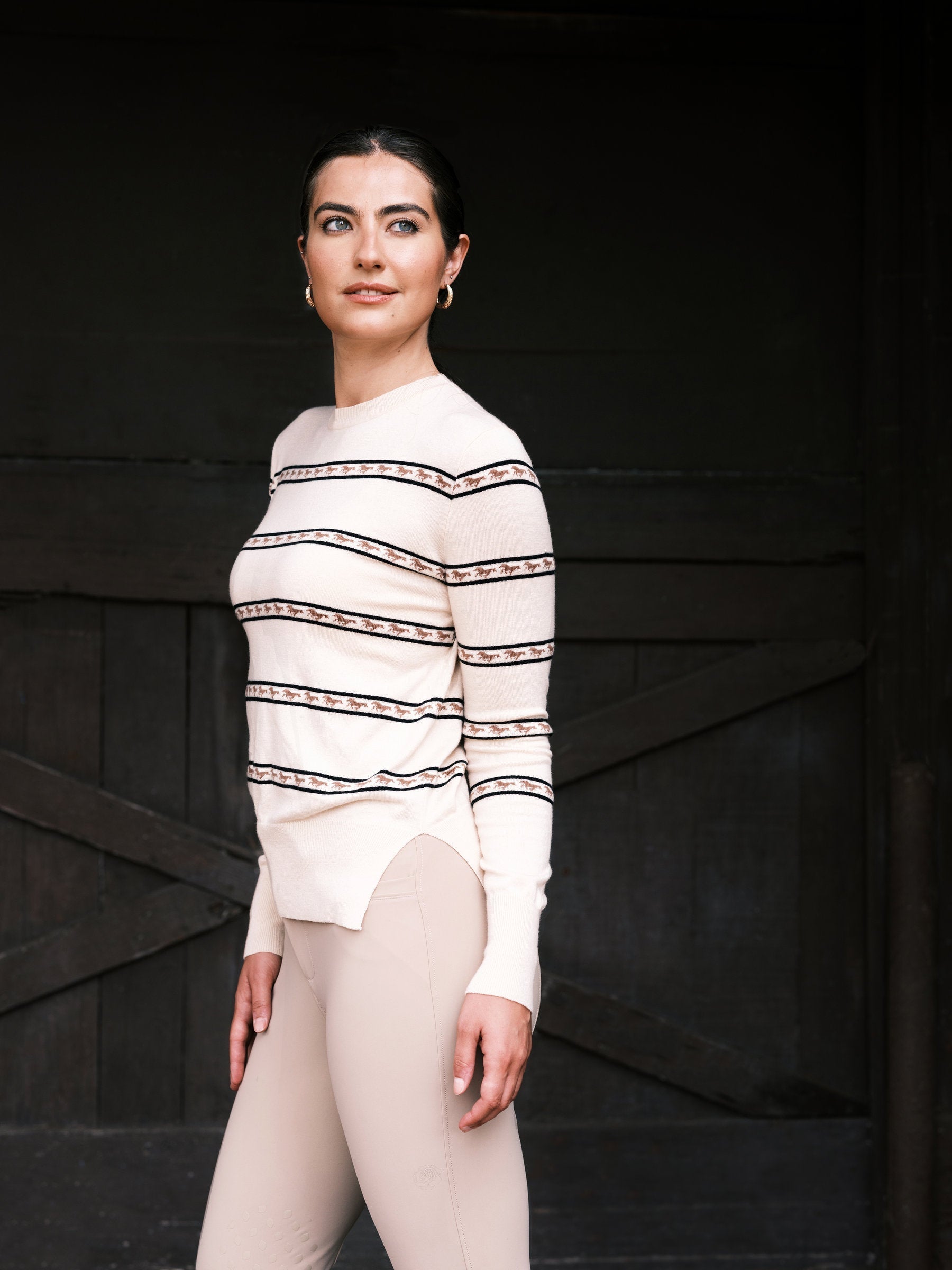 Hannah Childs Adi Running Horses Crew Neck Sweater Tee - Equiluxe Tack